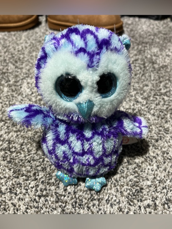 Ty Other - Ty Beanie Boos OSCAR the Owl 6" Beanbag Plush Toy w/ Glitter Eyes
